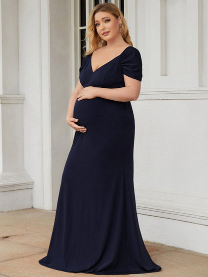 Plus Size Wholesale Maternity Chiffon Dresses With Short Cap Sleeves