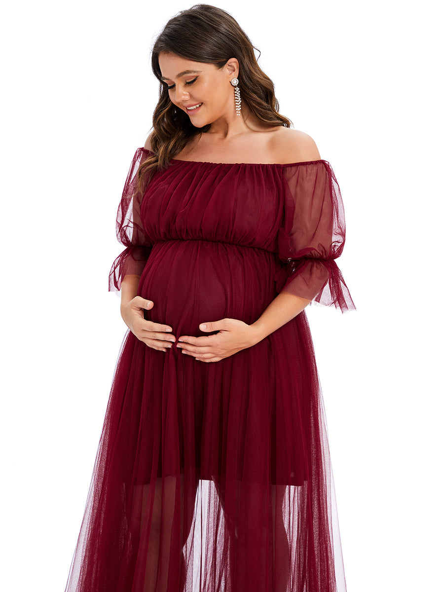 Plus Size A Line Short Puff Sleeves Wholesale Maternity Dresses