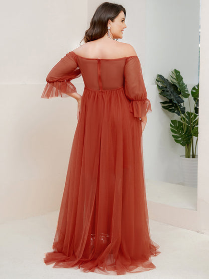 Plus Size A Line Short Puff Sleeves Wholesale Maternity Dresses