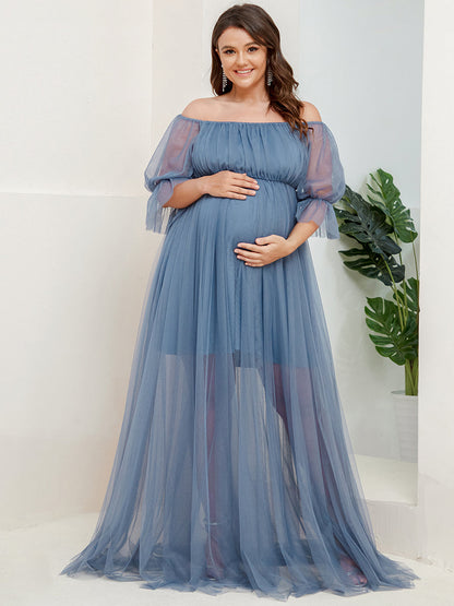 Plus Size A Line Short Puff Sleeves Wholesale Maternity Dresses