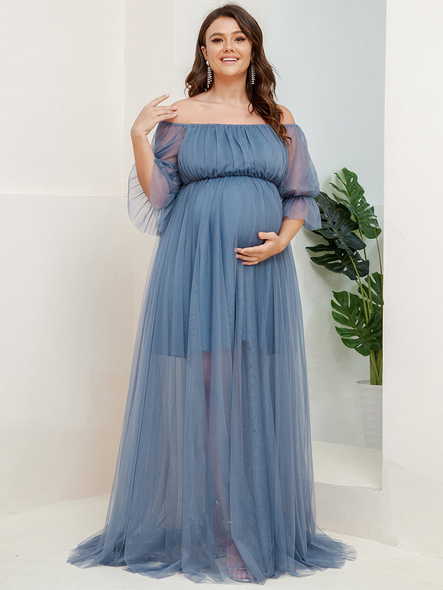 Plus Size A Line Short Puff Sleeves Wholesale Maternity Dresses