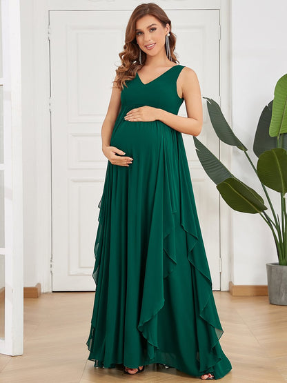 Deep V Neck A Line Sleeveless Wholesale Maternity Dresses