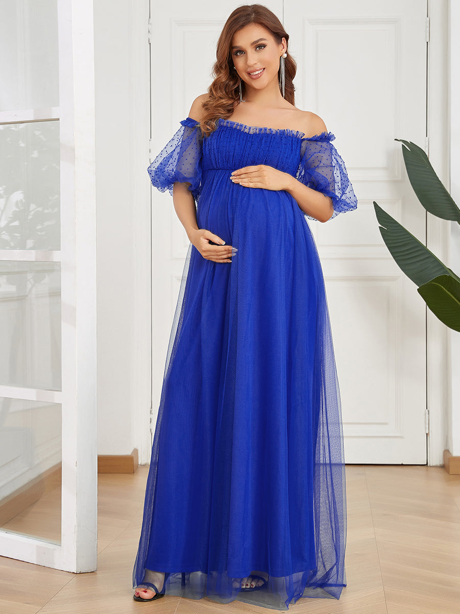 Off Shoulders Puff Sleeves A Line Wholesale Maternity Dresses