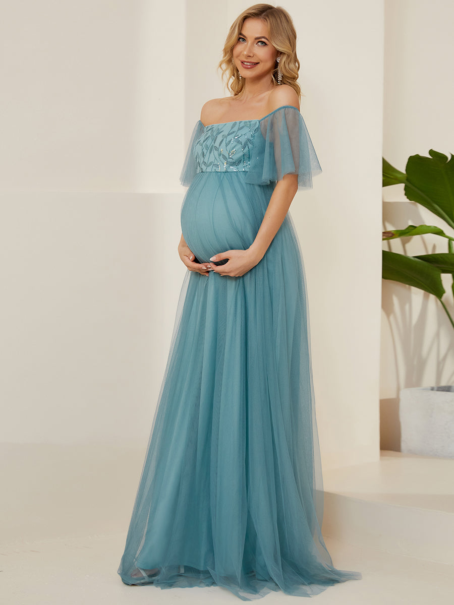 Off-Shoulders A-Line Floor-Length Wholesale Maternity Dresses