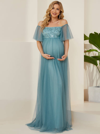 Off-Shoulders A-Line Floor-Length Wholesale Maternity Dresses