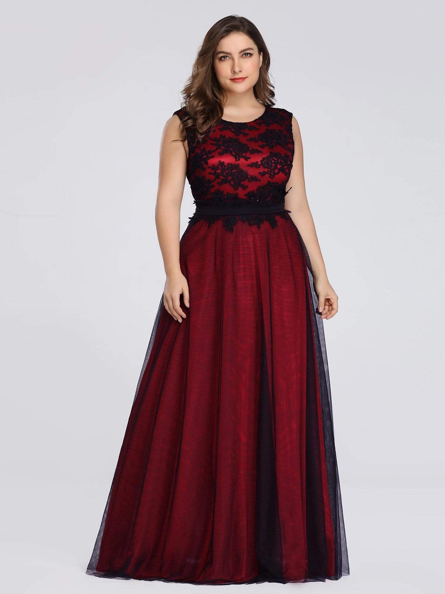 Plus Size Lace Wholsesale Evening Dresses with Black Brocade