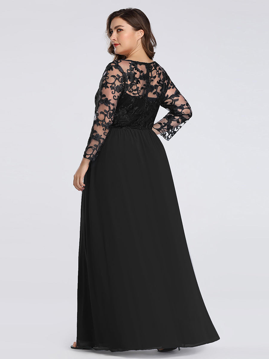 Plus Size Long Sleeve Lace Wholesale Evening Dress with Long Sleeve