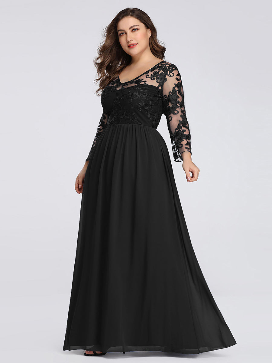 Plus Size Long Sleeve Lace Wholesale Evening Dress with Long Sleeve