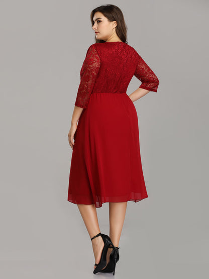 Elegant Lace and Chiffon Knee Length Cocktail Dress FZ07641