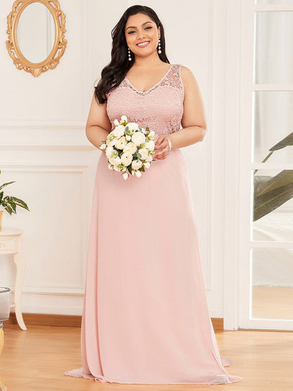 Maxi Long Lace&Chiffon Wholesale Bridesmaid Dresses For Wedding