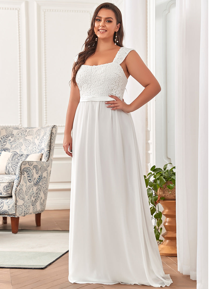 Plus Size A Line Chiffon Wholesale Bridesmaid Dress With Lace Bodice