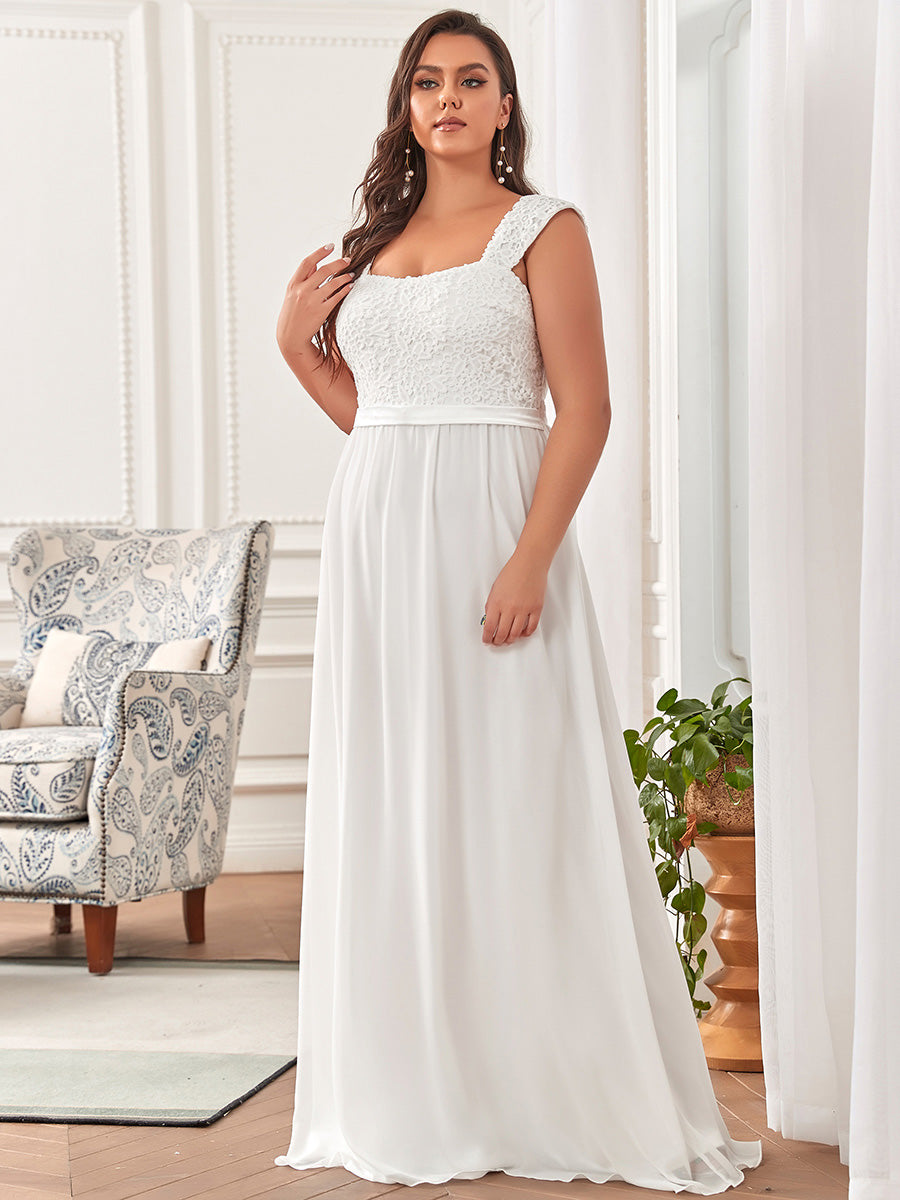 Plus Size A Line Chiffon Wholesale Bridesmaid Dress With Lace Bodice