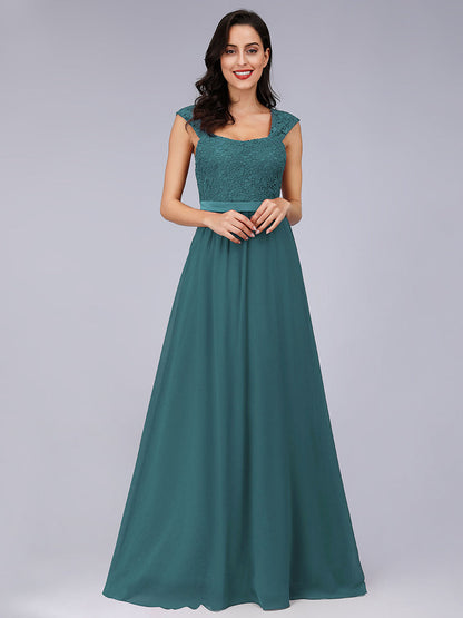 Elegant A Line Chiffon Wholesale Bridesmaid Dress With Lace Bodice