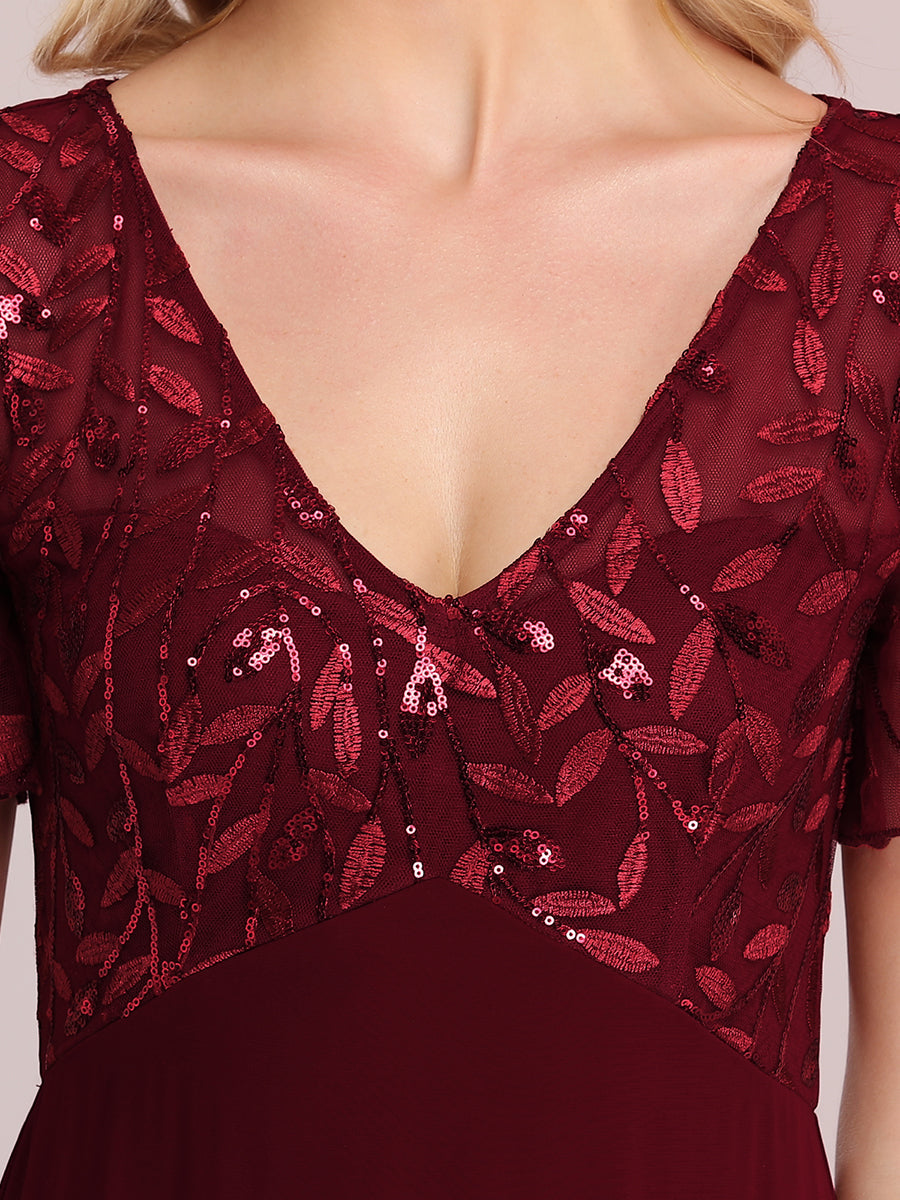 Floral Lace Sequin Print Wholesale Evening Dresses With Cap Sleeve