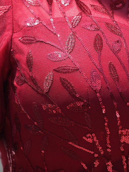 Plus Size Floral Sequin Print Fishtail Tulle Dresses for Party