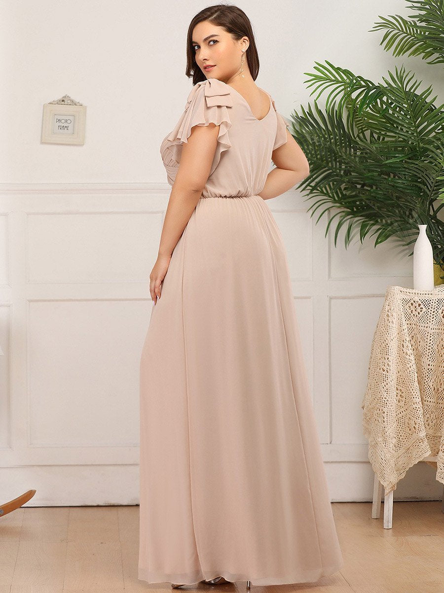 Graceful Evening Dress with Flowy Ruffled Sleeves