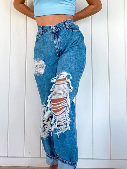 Casual Broken Hole Slim Pocket Jeans - Jeans - INS | Online Fashion Free Shipping Clothing, Dresses, Tops, Shoes - 20-30 - 23/07/2021 - Bottom