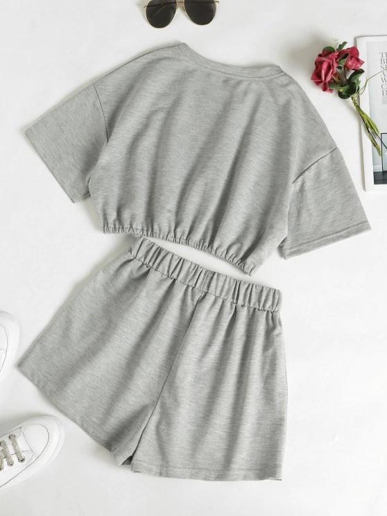 Drop Shoulder Bowknot Lounge Shorts Set - INS | Online Fashion Free Shipping Clothing, Dresses, Tops, Shoes