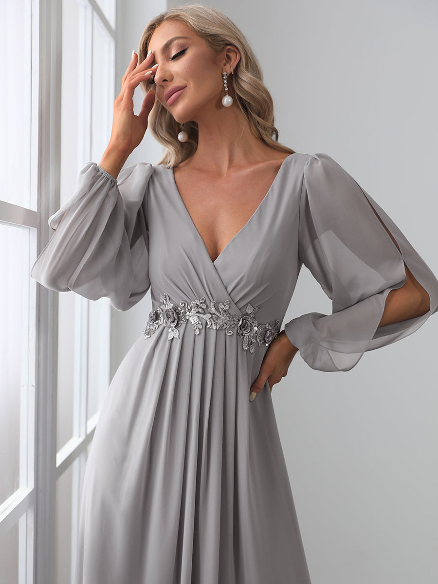 Floor Length Long Lantern Sleeves Wholesale Bridesmaid Dresses