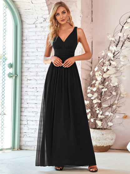 Double V-Neck Elegant Maxi Long Wholesale Evening Dresses