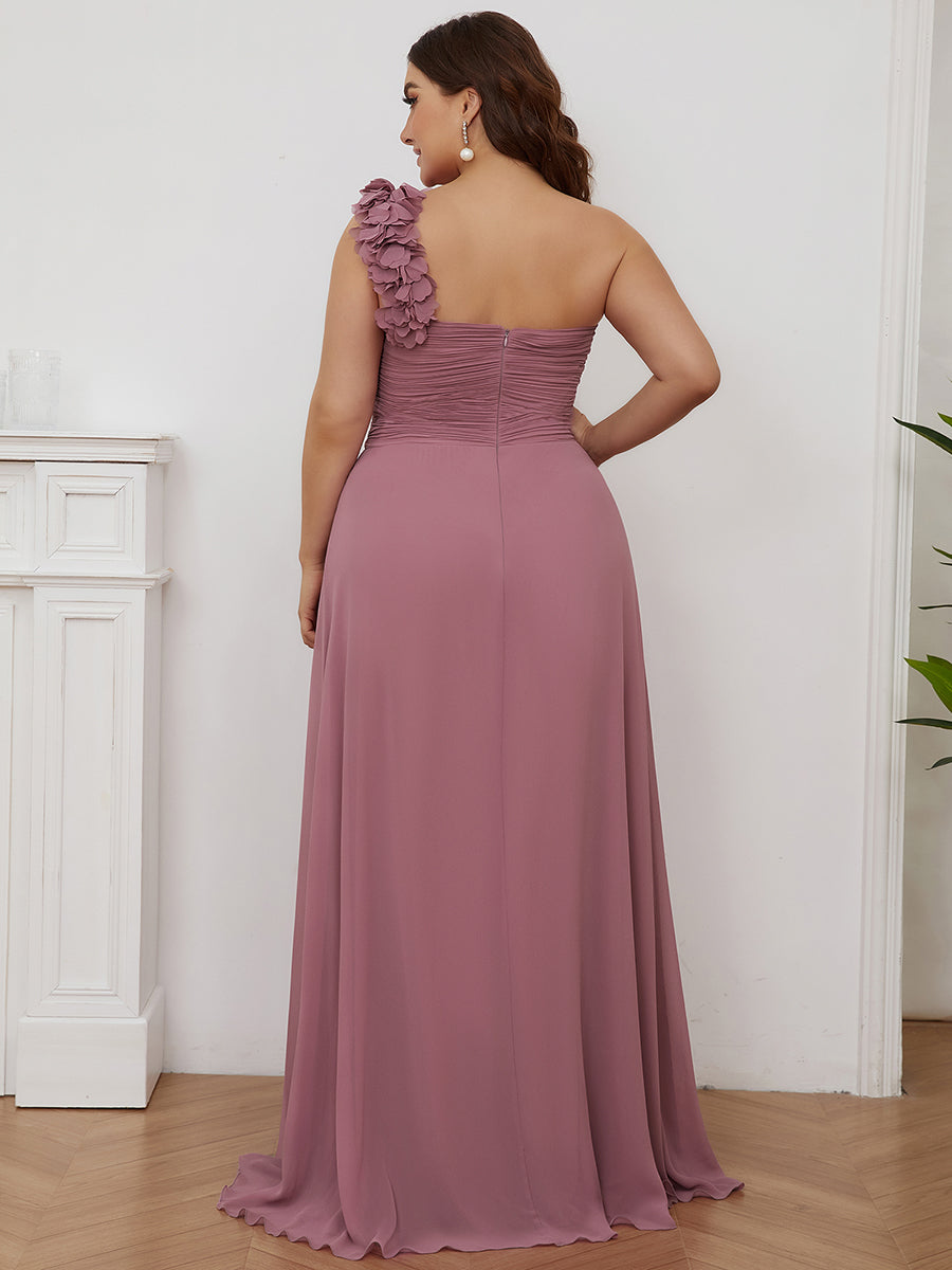 One Shoulder Plus Size Wholesale Chiffon Bridesmaid Dresses