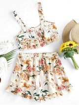 Flounce Floral Print Two Piece Set - INS | Online Fashion Free Shipping Clothing, Dresses, Tops, Shoes