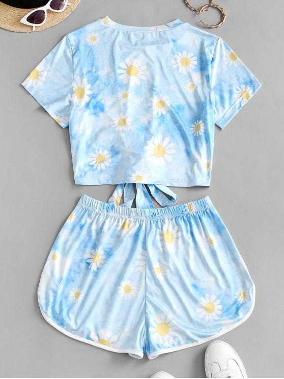 Flower Cloud Tie Dye Knot Two Piece Set - INS | Online Fashion Free Shipping Clothing, Dresses, Tops, Shoes