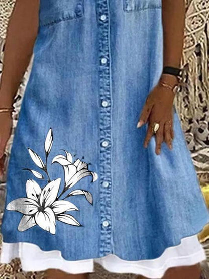 Imitation Denim Sleeveless Round Neck Mini Dress - Mini Dresses - INS | Online Fashion Free Shipping Clothing, Dresses, Tops, Shoes - 05/06/2021 - Color_Blue - DRE2106050068