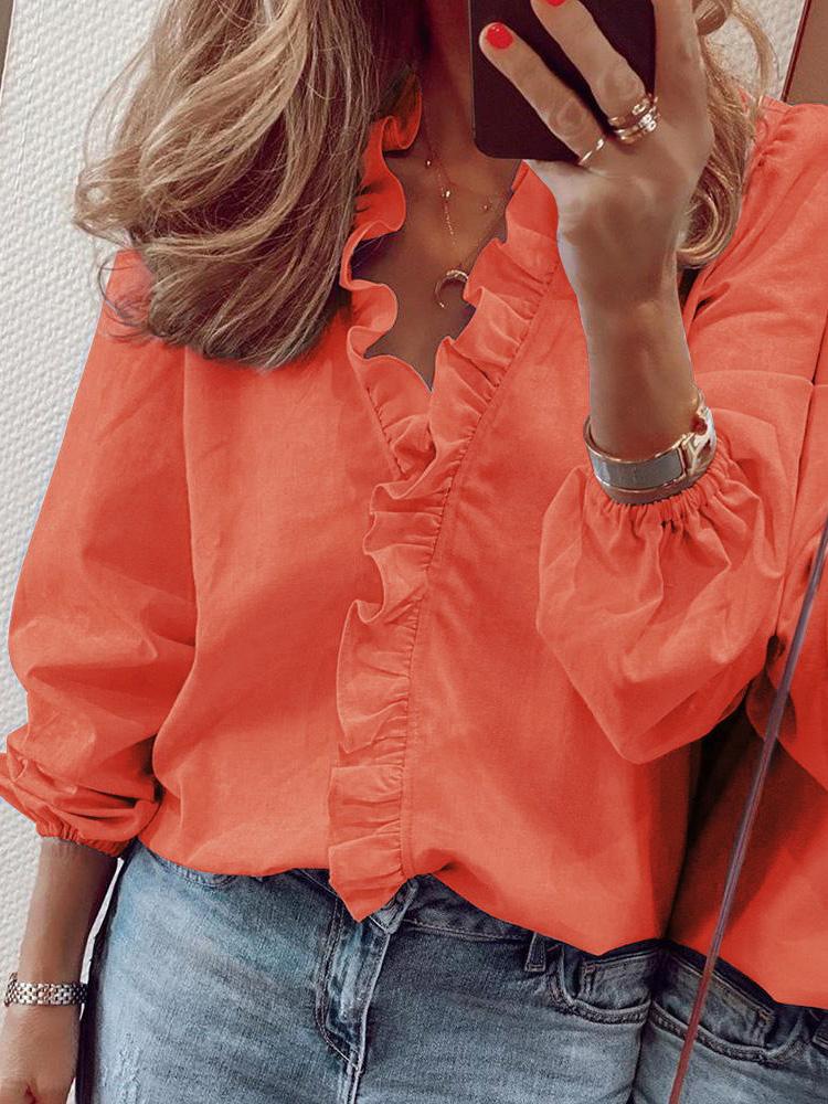 Long-sleeved Charming Ruffled Blouse - Blouses - MsDressly | Online Fashion Free Shipping Clothing, Dresses, Tops, Shoes - 14/05/ - 140521 - Category_Blouses