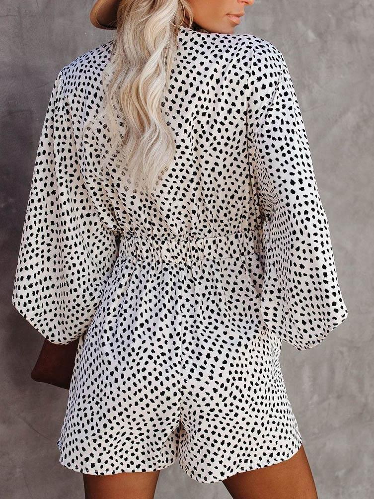 Loose V-neck Leopard Jumpsuit - Jumpsuits - INS | Online Fashion Free Shipping Clothing, Dresses, Tops, Shoes - 04/06/2021 - Bottoms - Color_White