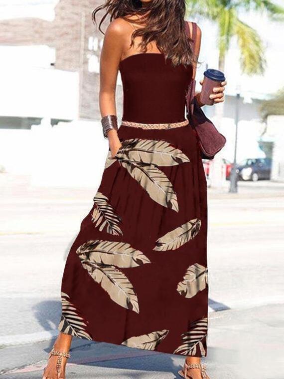 Off-shoulder Printed Maxi Dress - Maxi Dresses - INS | Online Fashion Free Shipping Clothing, Dresses, Tops, Shoes - 01/07/2021 - 20-30 - color-black
