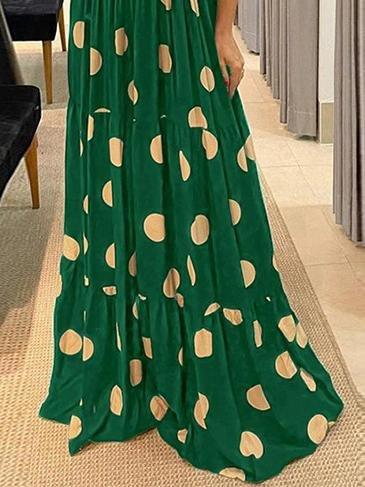 Polka Dot Halterneck Sleeveless Tunic Dress - Maxi Dresses - INS | Online Fashion Free Shipping Clothing, Dresses, Tops, Shoes - 08/06/2021 - Category_Maxi Dresses - Color_Black