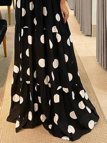 Polka Dot Halterneck Sleeveless Tunic Dress - Maxi Dresses - INS | Online Fashion Free Shipping Clothing, Dresses, Tops, Shoes - 08/06/2021 - Category_Maxi Dresses - Color_Black