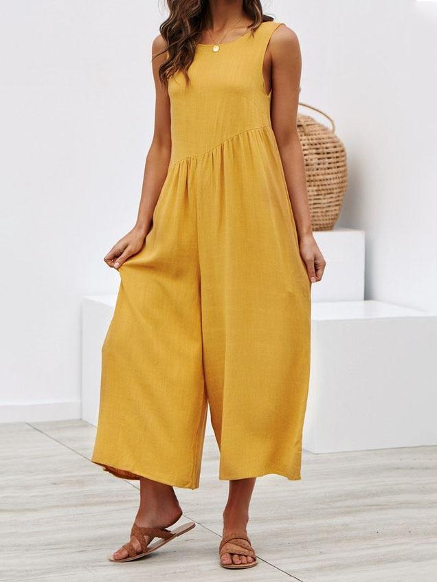 Round Neck Sleeveless Pocket Vest Jumpsuit - Jumpsuits & Rompers - INS | Online Fashion Free Shipping Clothing, Dresses, Tops, Shoes - 16/07/2021 - 20-30 - Bottom