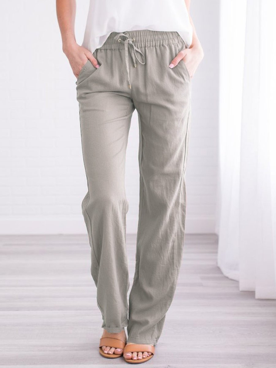 Solid Tie Casual Wide-leg Trousers - Pants - INS | Online Fashion Free Shipping Clothing, Dresses, Tops, Shoes - 10-20 - 15/07/2021 - Bottoms