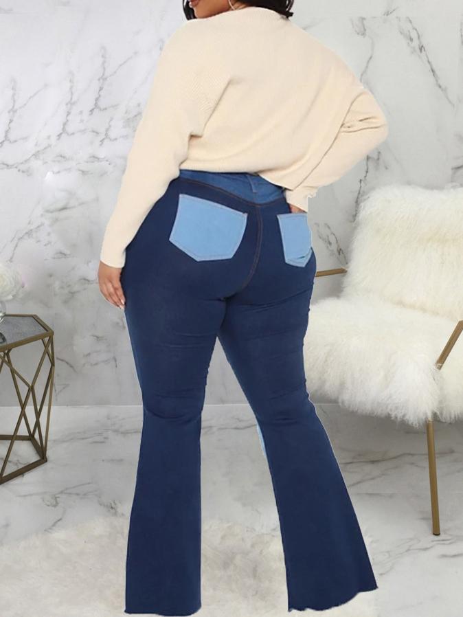 Stitching Washed Denim Stretch Slim Flared Pants - Jeans - INS | Online Fashion Free Shipping Clothing, Dresses, Tops, Shoes - 02/07/2021 - 40-50 - Bottoms