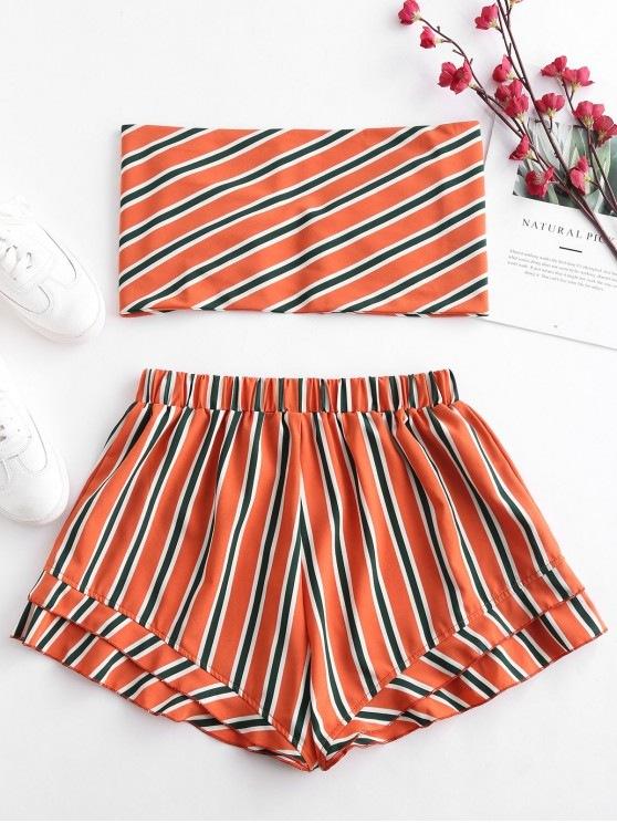 Stripes Tie Front Bandeau Top Set - INS | Online Fashion Free Shipping Clothing, Dresses, Tops, Shoes