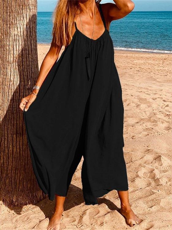 Summer Sleeveless Loose Leisure Cool One-Piece Suspenders - Jumpsuits & Rompers - INS | Online Fashion Free Shipping Clothing, Dresses, Tops, Shoes - 17/07/2021 - 20-30 - Bottoms