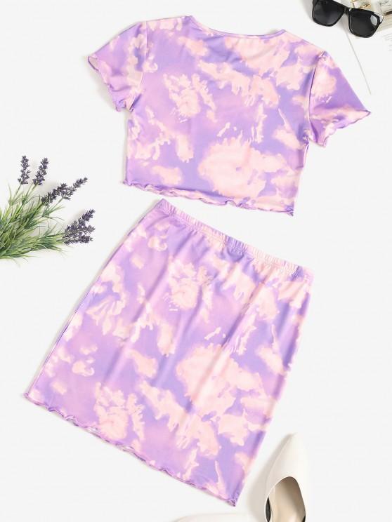 Tie Dye Lettuce-trim Slinky Two Piece Dress - INS | Online Fashion Free Shipping Clothing, Dresses, Tops, Shoes