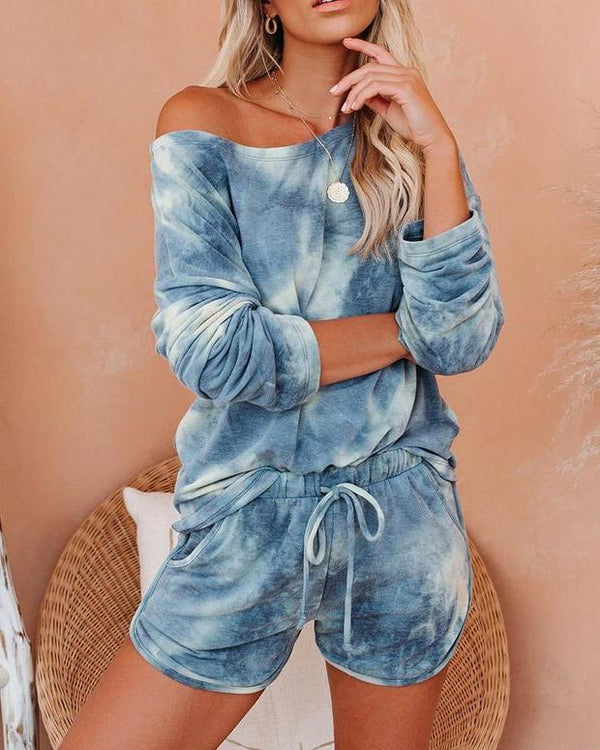 Tie Dye T-shirt Shorts Homewear Two-piece - Sets - INS | Online Fashion Free Shipping Clothing, Dresses, Tops, Shoes - 02/18/2021 - 2 piece sets - 2XL
