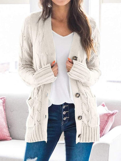 Women's Cardigans Single-Breasted Pocket Long Sleeve Knitted Cardigan - Cardigans & Sweaters - MsDressly | Online Fashion Free Shipping Clothing, Dresses, Tops, Shoes - 24/11/ - CAR2111241194 - Cardigans & Sweaters