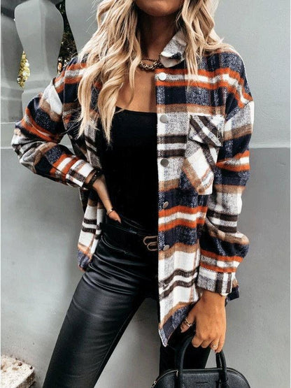 Women's Coats Long Sleeve Pocket Plaid Casual Coats - Cardigans & Sweaters - INS | Online Fashion Free Shipping Clothing, Dresses, Tops, Shoes - 03/09/2021 - 30-40 - Cardigans & Sweaters