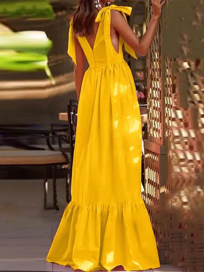 Women's Dresses Deep V-Neck Belted Sleeveless Maxi Dress - Maxi Dresses - INS | Online Fashion Free Shipping Clothing, Dresses, Tops, Shoes - 16/11/2021 - 30-40 - color-pink