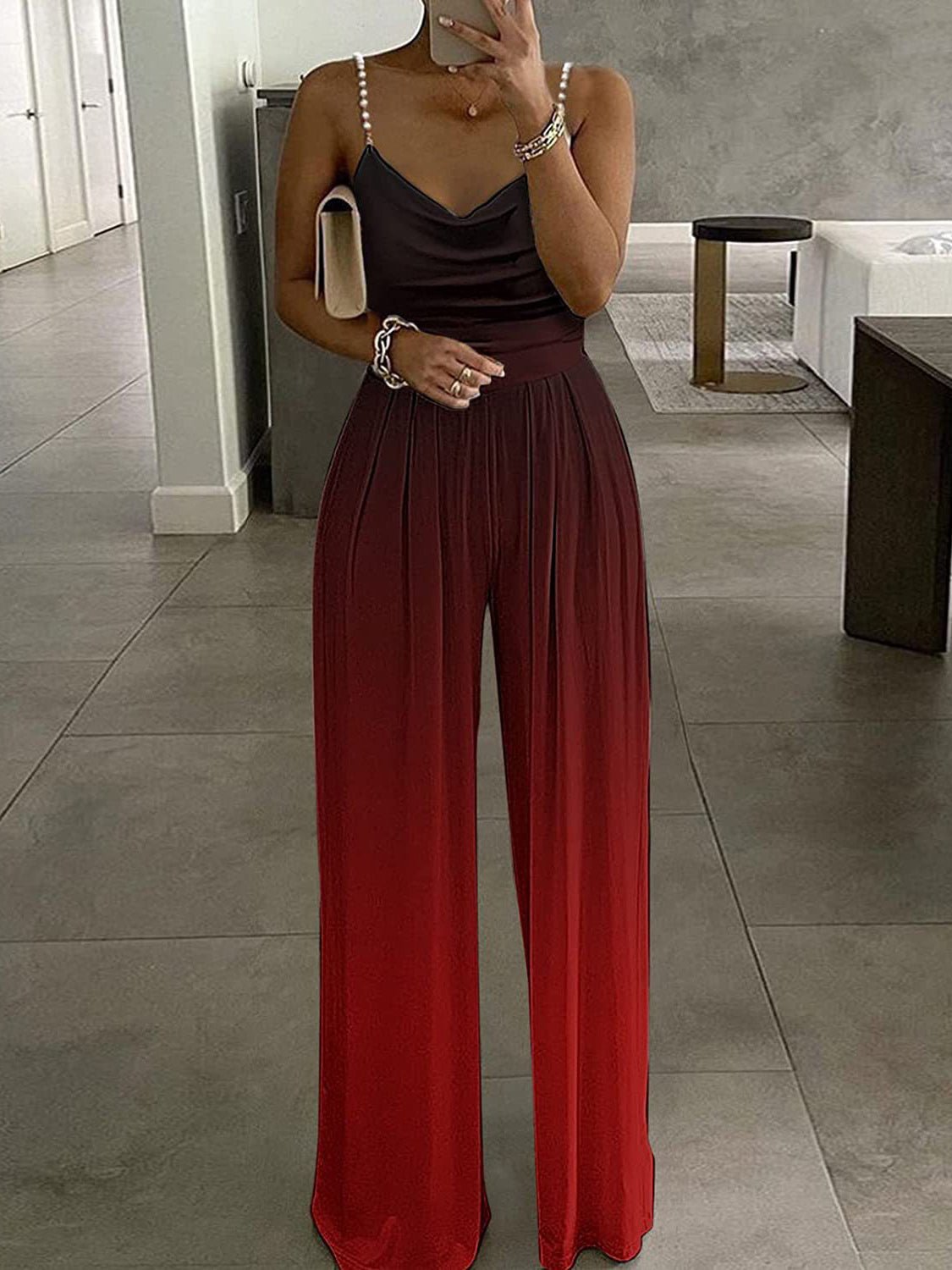 Women's Jumpsuits Printed Sling Sleeveless Wide-Leg Jumpsuit - Jumpsuits - Instastyled | Online Fashion Free Shipping Clothing, Dresses, Tops, Shoes - 24/04/2022 - Bottoms - Color_Black