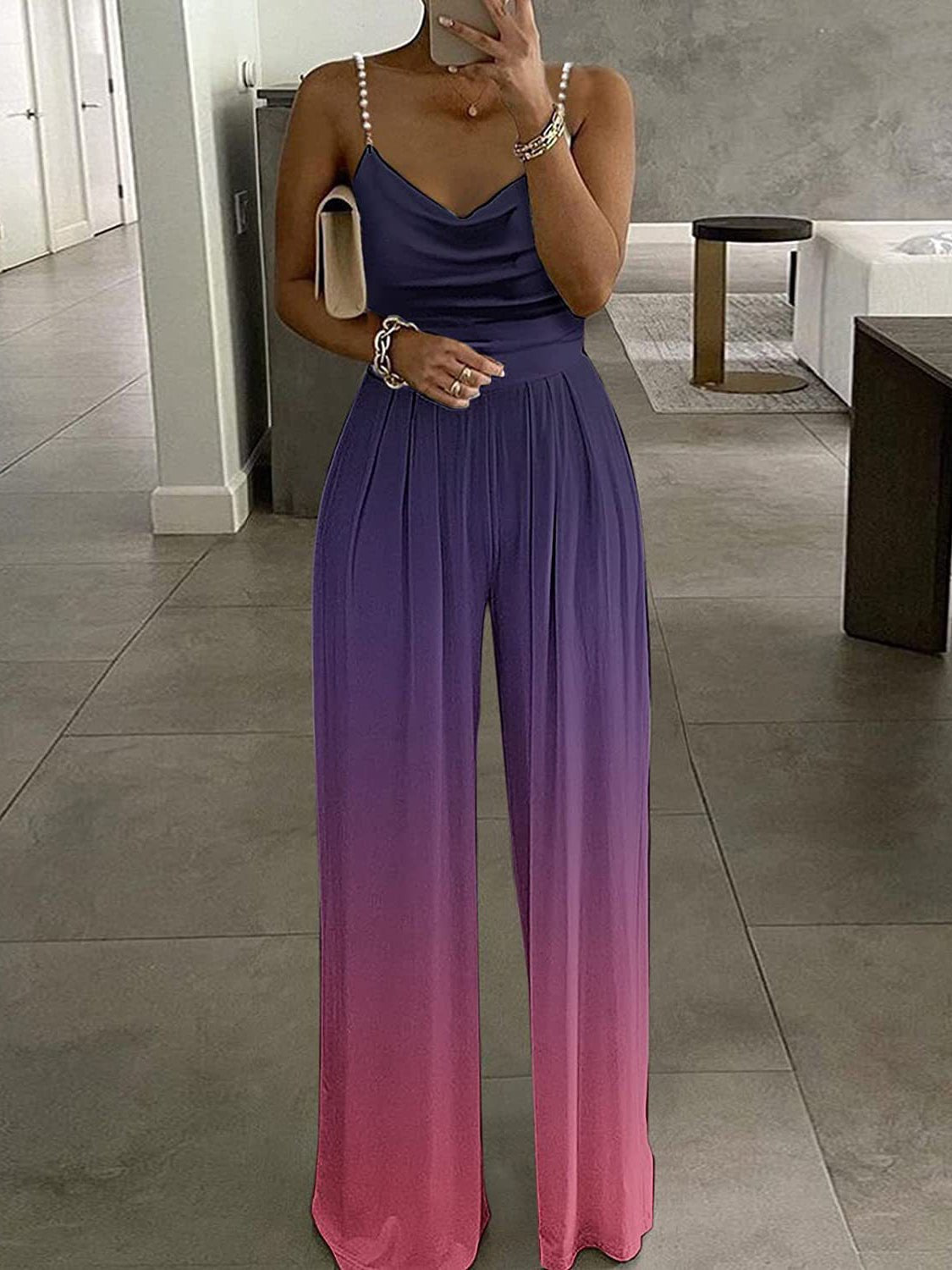 Women's Jumpsuits Printed Sling Sleeveless Wide-Leg Jumpsuit - Jumpsuits - Instastyled | Online Fashion Free Shipping Clothing, Dresses, Tops, Shoes - 24/04/2022 - Bottoms - Color_Black