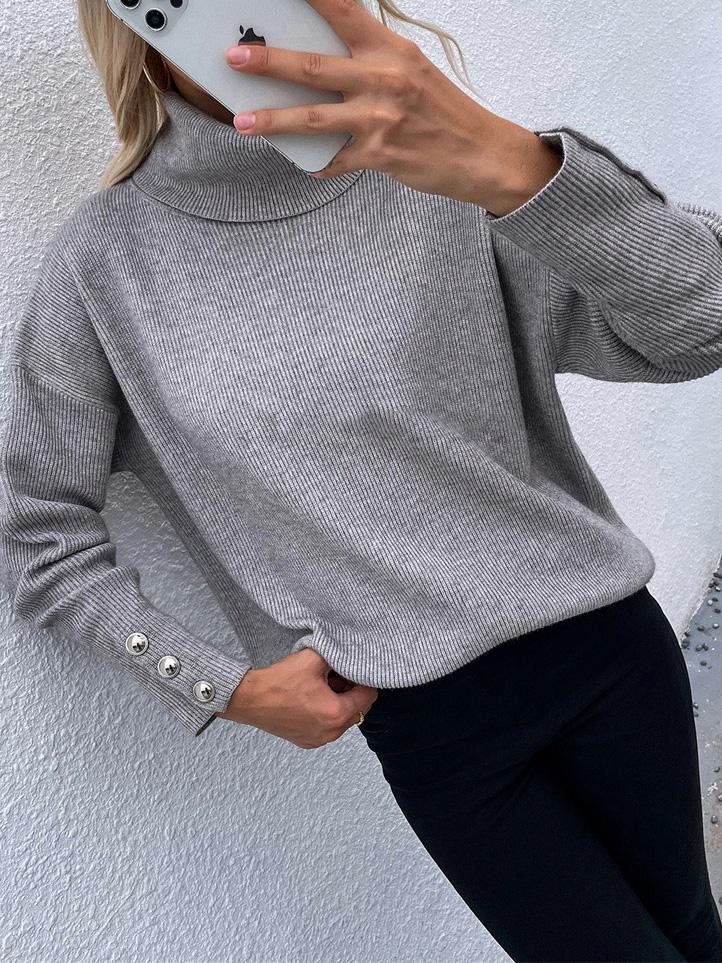 Women's Sweaters Turtleneck Solid Long Sleeve Knitted Sweater - Cardigans & Sweaters - INS | Online Fashion Free Shipping Clothing, Dresses, Tops, Shoes - 10/09/2021 - 20-30 - Cardigans & Sweaters